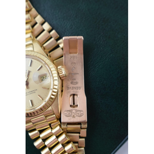 212 - Please note: this is a 26mm case.

Rolex Datejust 18ct gold automatic ladies wristwatch. 1979. Seria... 