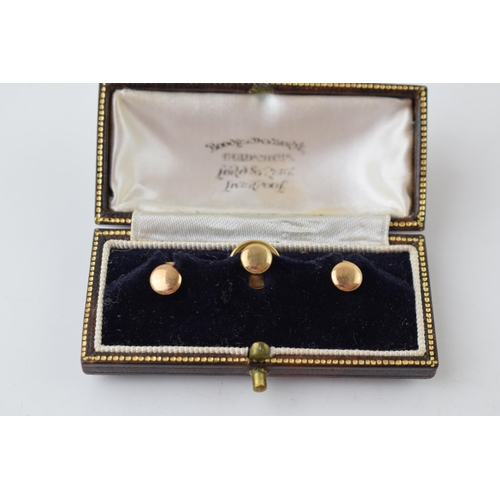 217 - A set of 9ct yellow gold collar studs together with a pair of 9ct yellow gold cufflinks. Weight 5.5 ... 