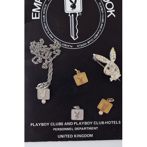 239 - A collection of 'Playboy' jewellery and ephemera to include 'Playboy Service Award' pendants in, sil... 