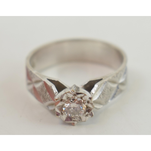 241 - 18ct white gold diamond solitaire ring. Circa 0.2ct diamond illusion set. Ring size '0'. Gross weigh... 