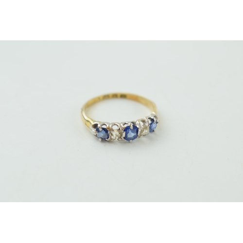 249 - 18ct yellow gold Sapphire and Diamond ring. Hallmarked London 1915. Ring size 'M'. Weight 2.3 grams.