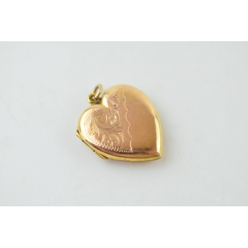 253 - 9ct yellow gold (back and front) heart shaped locket. Gross weight 3.2 grams.