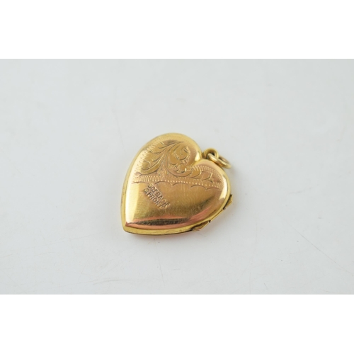 253 - 9ct yellow gold (back and front) heart shaped locket. Gross weight 3.2 grams.