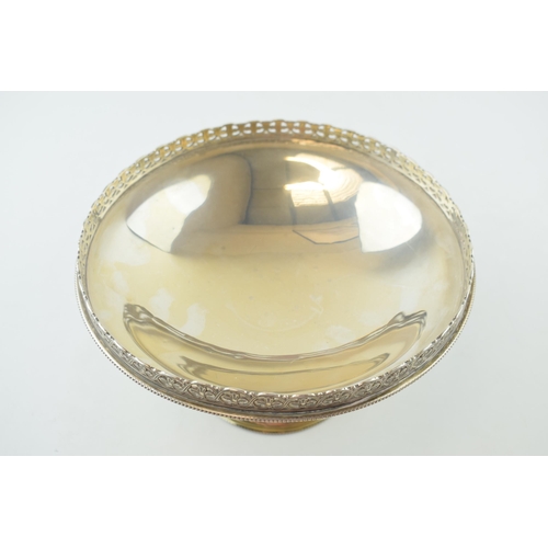 257 - Hallmarked silver pedestal dish, ornate border, London 1931, 21.5cm diameter, 412.5g / 13.27oz.