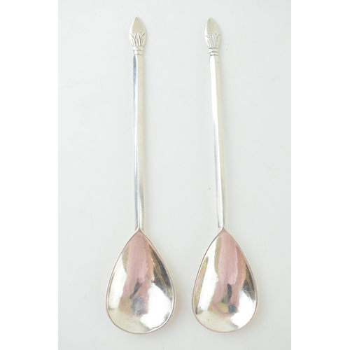 261 - A Pair of Keswick School of Industrial Arts Silver Spoons, maker's mark KSIA, Chester 1956, with ham... 