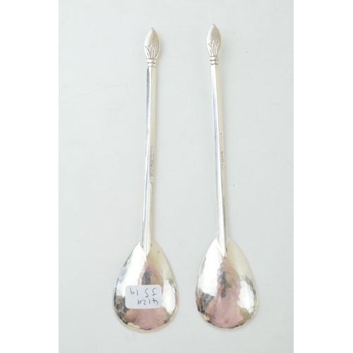 261 - A Pair of Keswick School of Industrial Arts Silver Spoons, maker's mark KSIA, Chester 1956, with ham... 