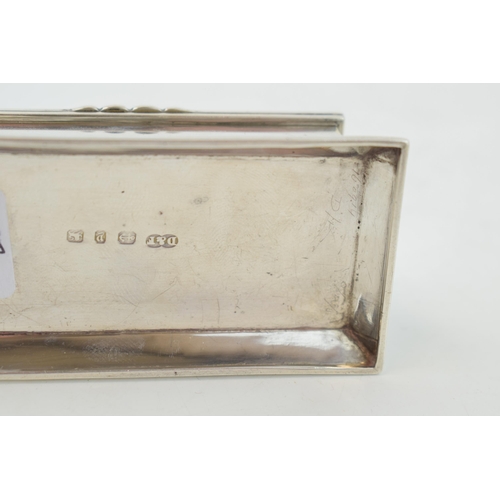 262 - Silver triple stamp holder, in the form of a casket / coffin, bevel edged glass, Birmingham 1898, sp... 