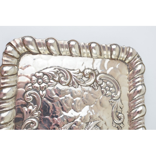 263 - Hallmarked silver tray with shaped edge in the Reynold's Angel pattern, 386.7 grams, Birmingham 1903... 