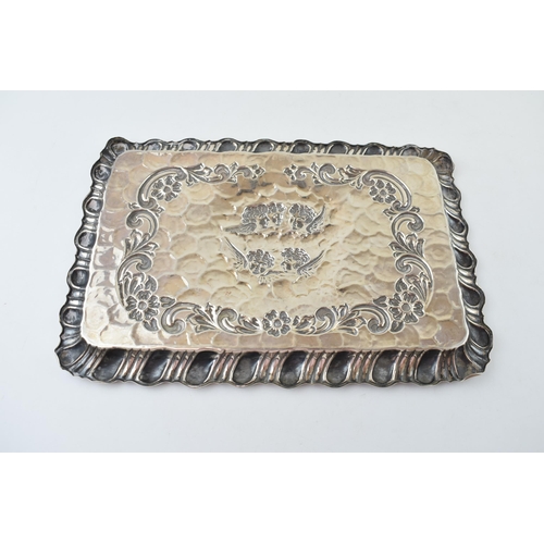 263 - Hallmarked silver tray with shaped edge in the Reynold's Angel pattern, 386.7 grams, Birmingham 1903... 