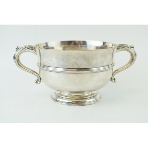 276 - Hallmarked silver two-handled pedestal bowl, with stepped base, London 1908, Mappin and Webb, 24cm w... 