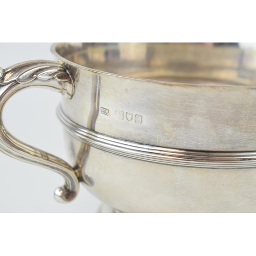 276 - Hallmarked silver two-handled pedestal bowl, with stepped base, London 1908, Mappin and Webb, 24cm w... 