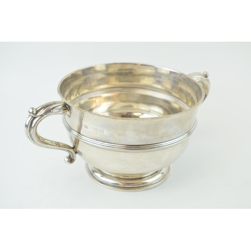 276 - Hallmarked silver two-handled pedestal bowl, with stepped base, London 1908, Mappin and Webb, 24cm w... 