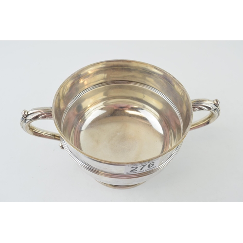 276 - Hallmarked silver two-handled pedestal bowl, with stepped base, London 1908, Mappin and Webb, 24cm w... 