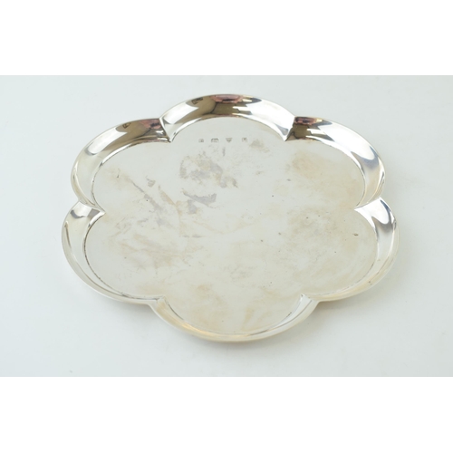 280 - Hallmarked silver shaped edge tray / salver, 20.5cm diameter, 355.2g, Chester 1962, Lowes.