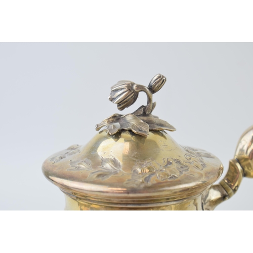 287 - Victorian silver three-piece tea set to include the teapot with a stunning floral finial and ivory i... 