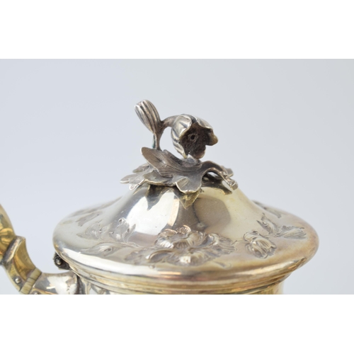 287 - Victorian silver three-piece tea set to include the teapot with a stunning floral finial and ivory i... 