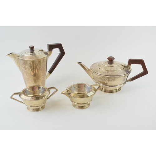 289 - Hallmarked silver four-piece tea set to include a teapot, a coffee pot, a milk jug and a sugar bowl,... 