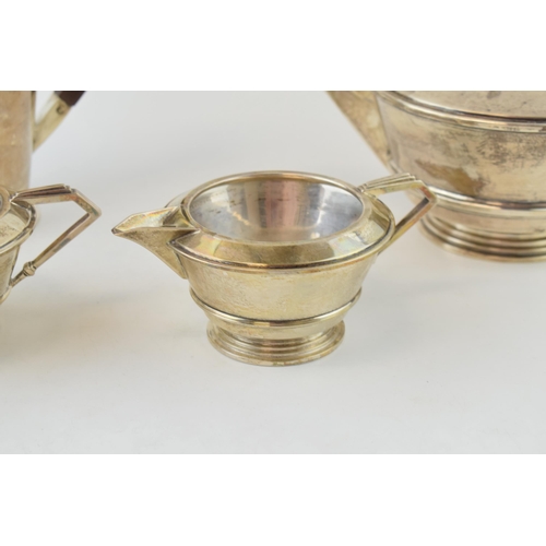 289 - Hallmarked silver four-piece tea set to include a teapot, a coffee pot, a milk jug and a sugar bowl,... 