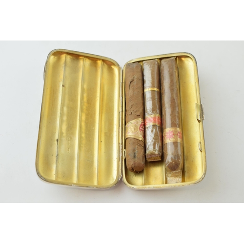 296 - Victorian silver cigar case, gilt wash interior, room for four cigars, Birmingham 1885, George Unite... 