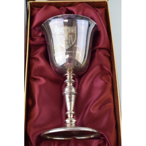 301 - A pair of hallmarked silver goblets, to mark the 'Octocentenary of Newcastle Under Lyme', limited ed... 