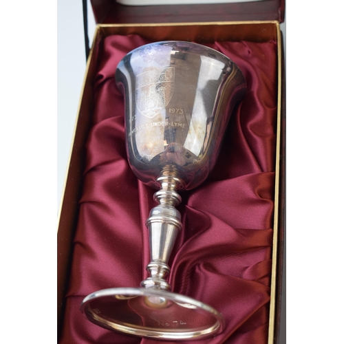 301 - A pair of hallmarked silver goblets, to mark the 'Octocentenary of Newcastle Under Lyme', limited ed... 