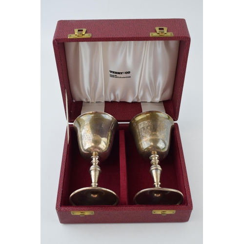 303 - A pair of hallmarked silver goblets, to mark the 'Octocentenary of Newcastle Under Lyme', limited ed... 