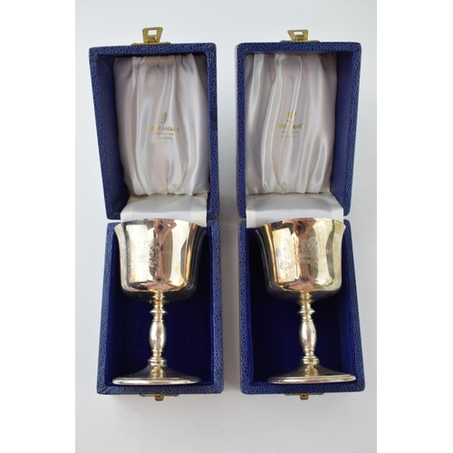 307 - A pair of silver goblets, gilt interior, Bicentenary Of The Assay Office, in cases, Birmingham 1973,... 