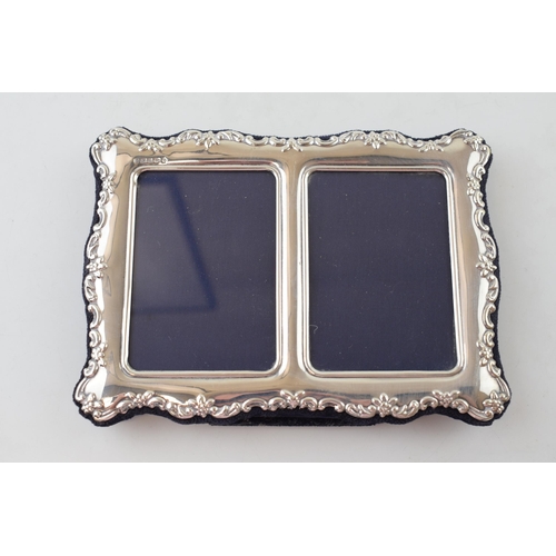 328 - Silver double photo frame 'Carrs' silver hallmarked Sheffield 2015. 17cm x 12.5cm.