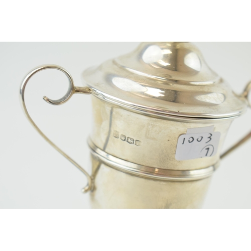 331 - Silver lidded cup on plinth 'County Team Championship 1928' Hallmarked Sheffield 1928. Weight 119.3 ... 