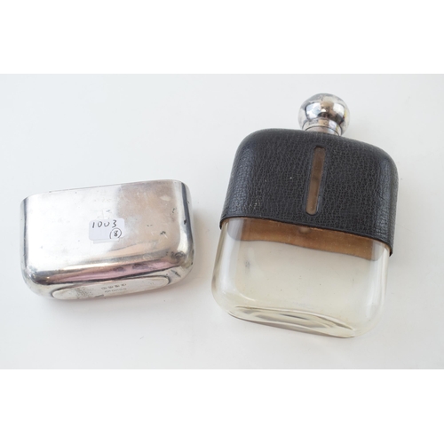 332 - Vintage EPBM Dixons Hip Flask with black leather grip. Height 16cm.