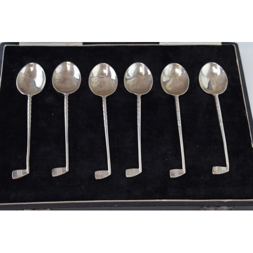 336 - Novelty silver set of six spoons with golf club handle design. Marked 'Sterling Silver' (6) Weight 6... 