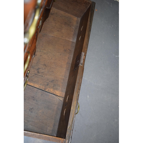 37 - Early c18th Oak Chest of Four Long Drawers with Raised Fielded Panels original Brass Handles & Escut... 