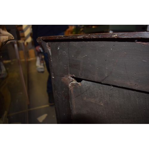 37 - Early c18th Oak Chest of Four Long Drawers with Raised Fielded Panels original Brass Handles & Escut... 