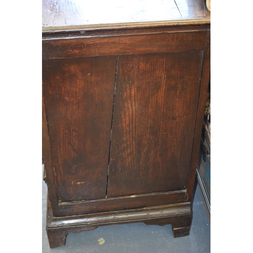 37 - Early c18th Oak Chest of Four Long Drawers with Raised Fielded Panels original Brass Handles & Escut... 