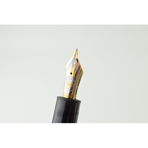 204 - Montblanc Anniversary 149 Fountain Pen in black with two broad and two narrow gold bands, upper cap ... 