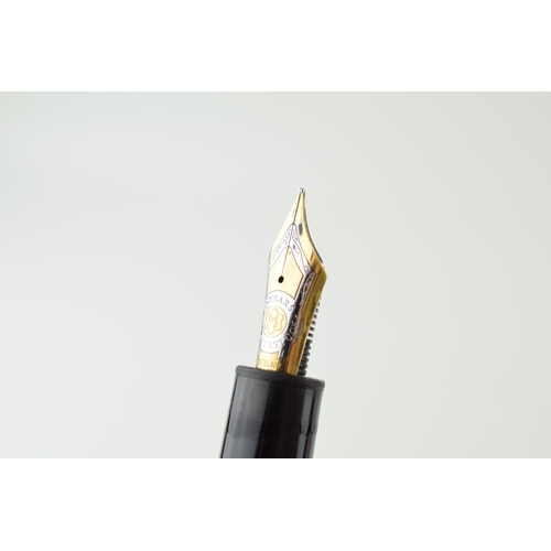 204 - Montblanc Anniversary 149 Fountain Pen in black with two broad and two narrow gold bands, upper cap ... 