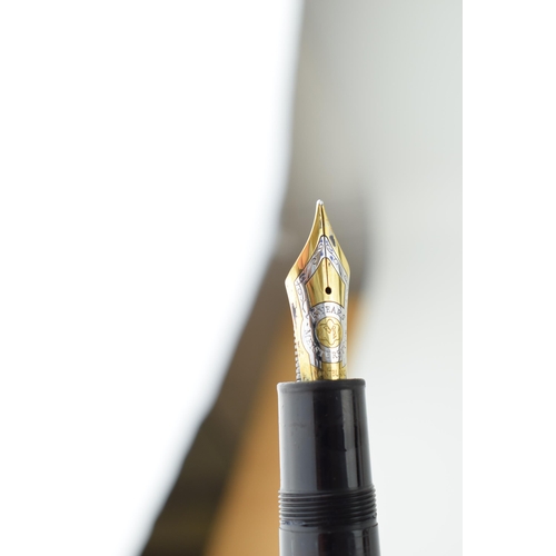 204 - Montblanc Anniversary 149 Fountain Pen in black with two broad and two narrow gold bands, upper cap ... 