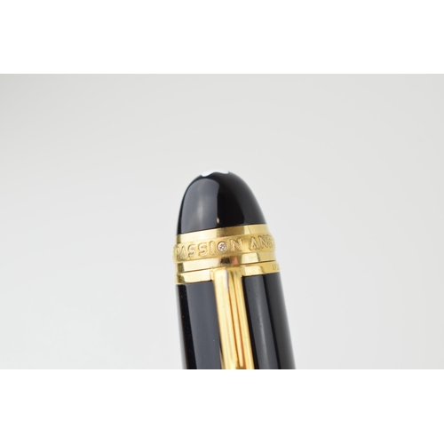 204 - Montblanc Anniversary 149 Fountain Pen in black with two broad and two narrow gold bands, upper cap ... 