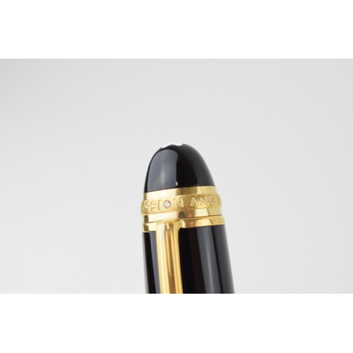 204 - Montblanc Anniversary 149 Fountain Pen in black with two broad and two narrow gold bands, upper cap ... 