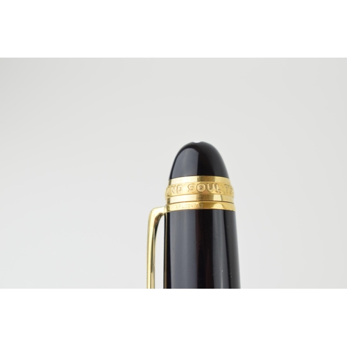 204 - Montblanc Anniversary 149 Fountain Pen in black with two broad and two narrow gold bands, upper cap ... 