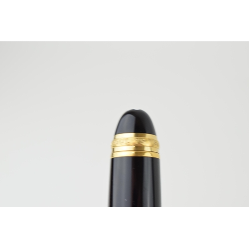 204 - Montblanc Anniversary 149 Fountain Pen in black with two broad and two narrow gold bands, upper cap ... 