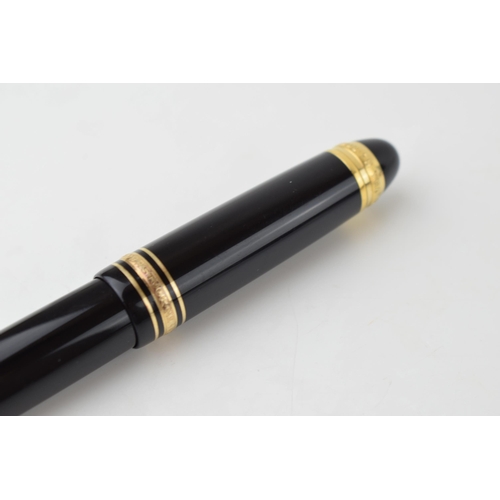 204 - Montblanc Anniversary 149 Fountain Pen in black with two broad and two narrow gold bands, upper cap ... 