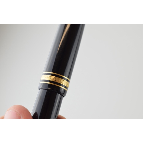 205 - Montblanc Meisterstuck 149 Fountain Pen in black with one broad and two narrow gold bands, 18ct bi-c... 