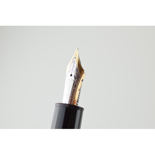 205 - Montblanc Meisterstuck 149 Fountain Pen in black with one broad and two narrow gold bands, 18ct bi-c... 