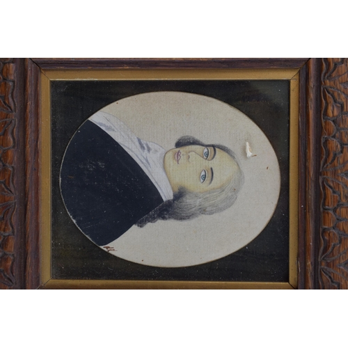 12 - Early 19th century watercolour portrait of a gentleman in wood frame. Initialled to lower right. 7.5... 