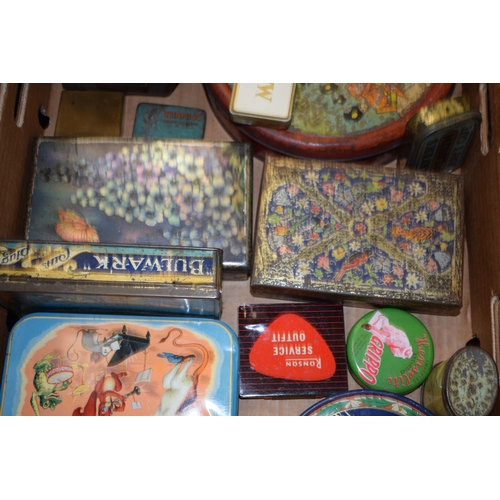 16 - A collection of vintage advertising tins. To include Nairns Oatcakes, Ronson Service Outfit, Mars J.... 