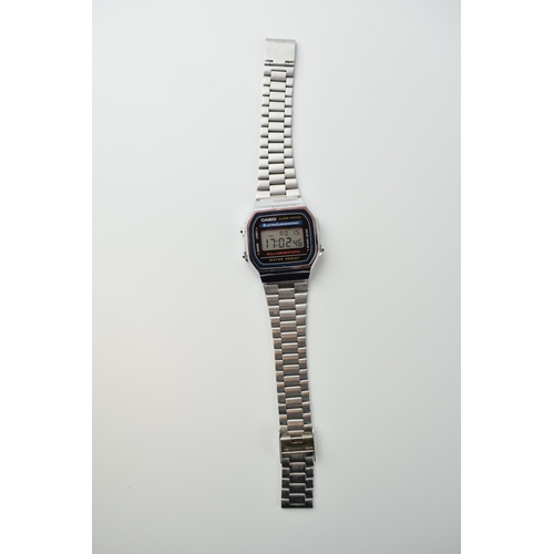 17 - Casio digital 'Alarm Chronograph' wristwatch 'A168, 'Illuminator'. Original stainless steel bracelet... 