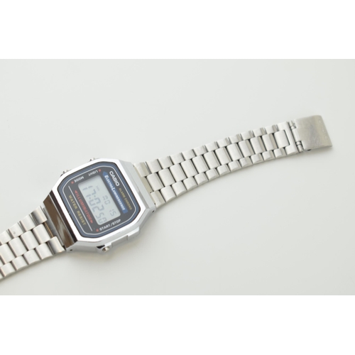 17 - Casio digital 'Alarm Chronograph' wristwatch 'A168, 'Illuminator'. Original stainless steel bracelet... 