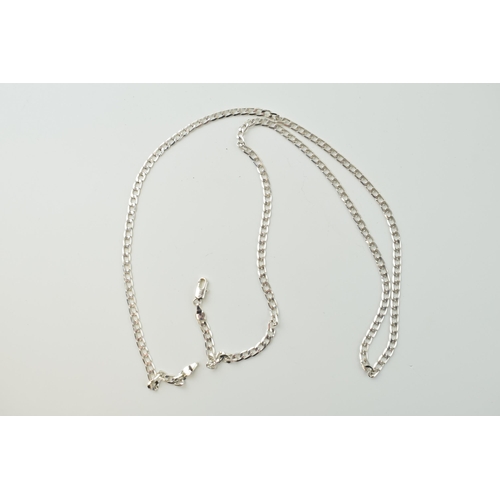 23 - A silver chain marked .925 (length 76cm) together with a silver bracelet marked .925 (length 19.5cm)... 