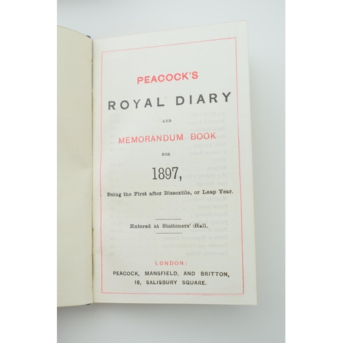 26 - Blue leather bound 'Peacock's' Royal Diary and 'Memorandum Book' 1897 By Peacock, Mansfield and Brit... 